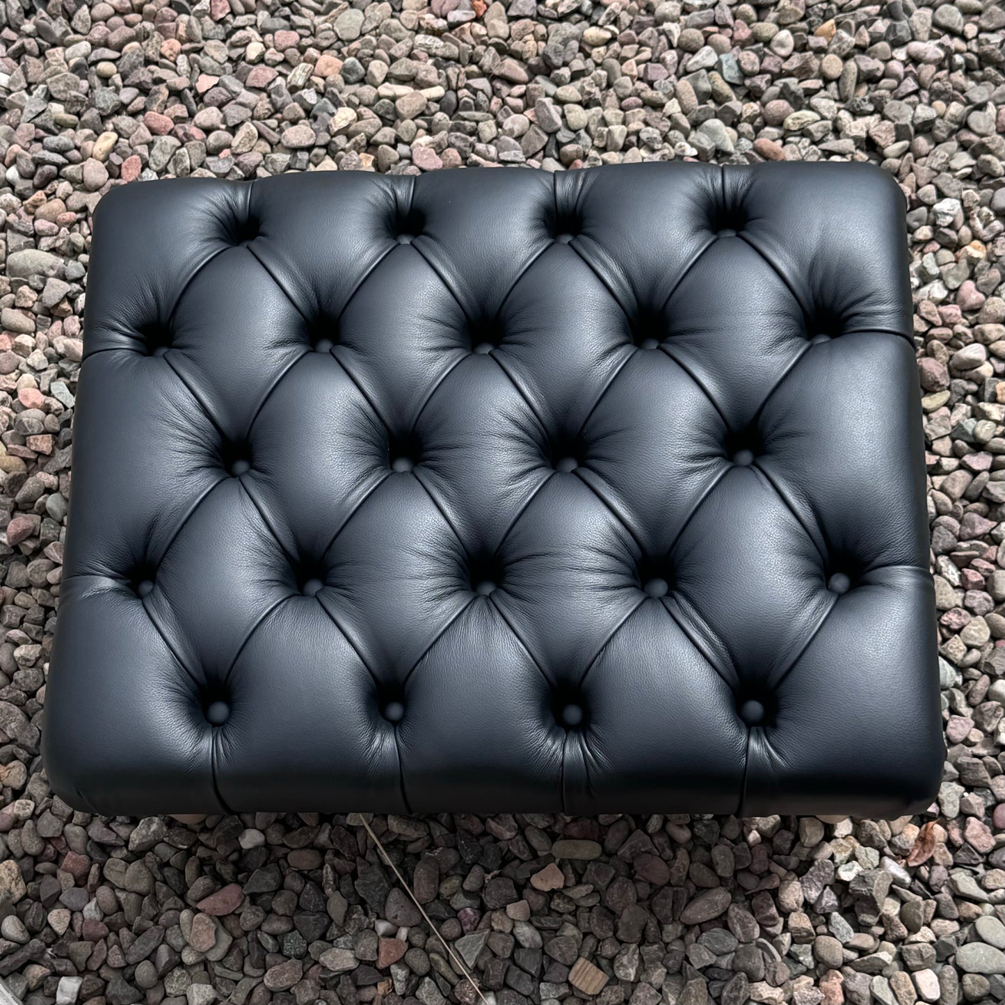 Deep Buttoned Footstool - LEATHER
