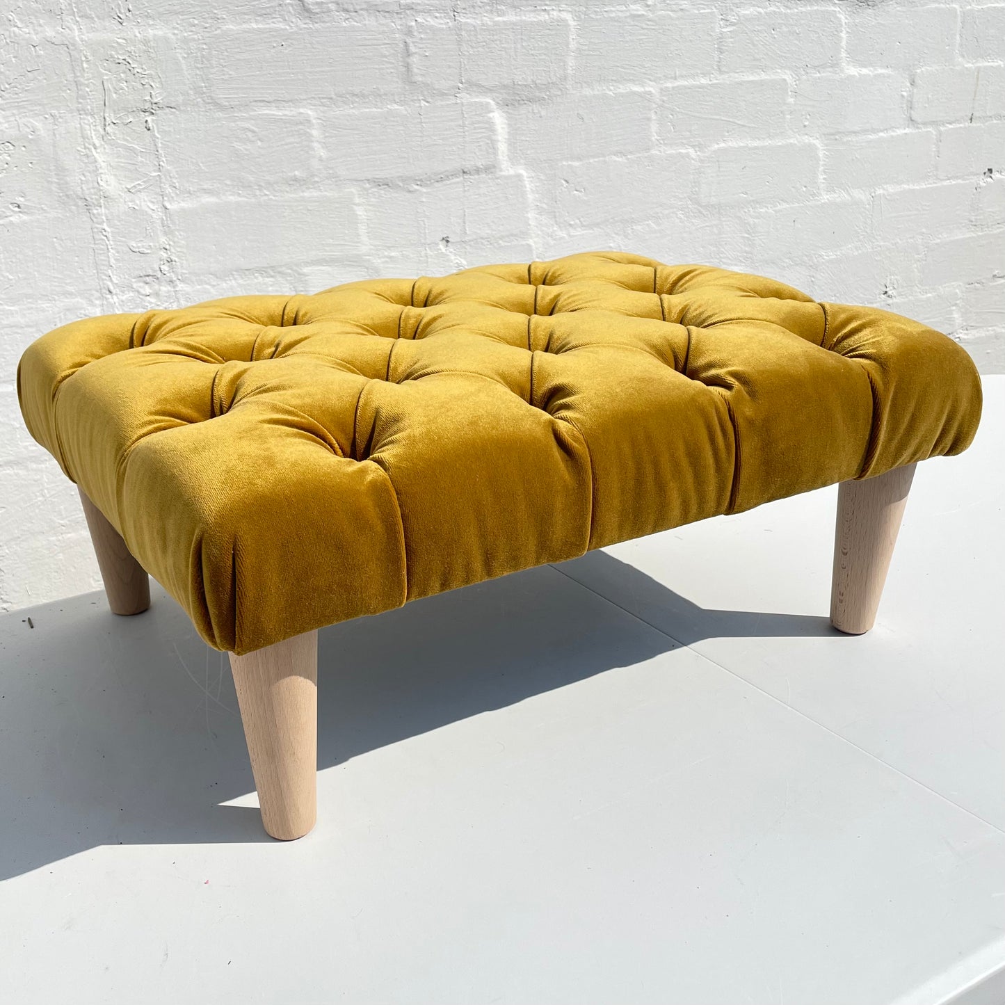 Deep Buttoned Footstool - VELVET