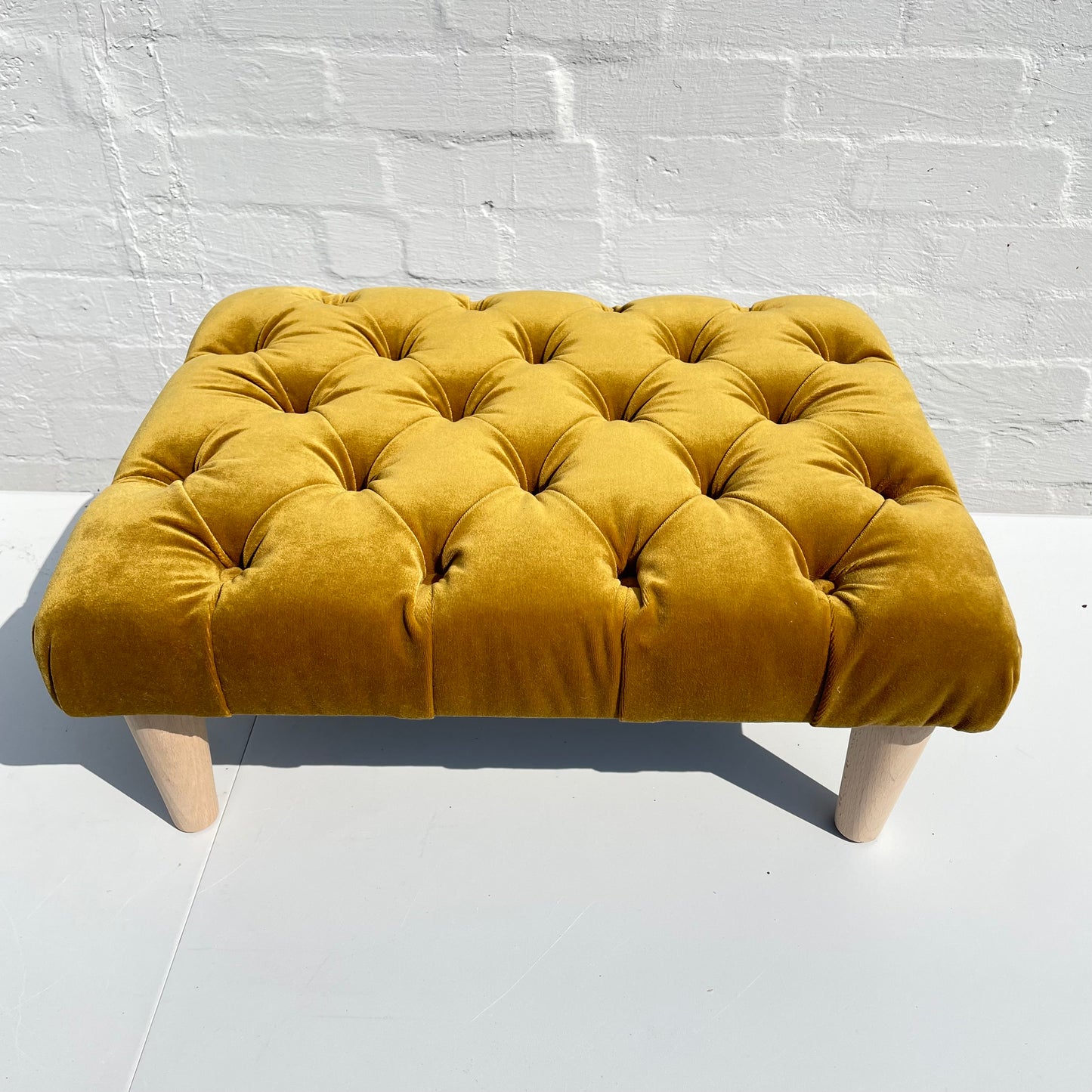 Deep Buttoned Footstool - VELVET