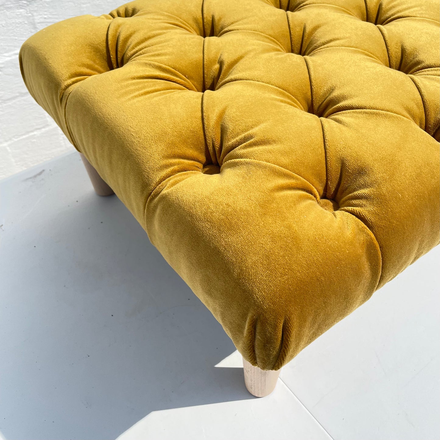 Deep Buttoned Footstool - VELVET