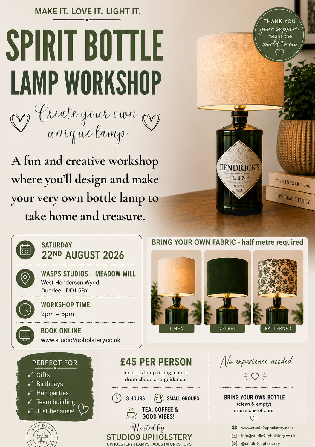 Spirit Bottle Lamp Workshop